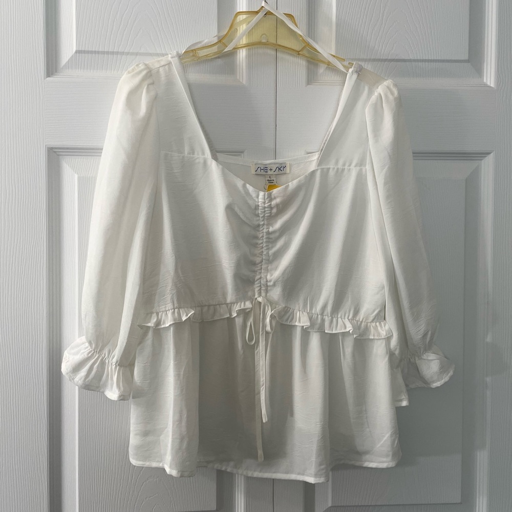 She+Sky white blouse